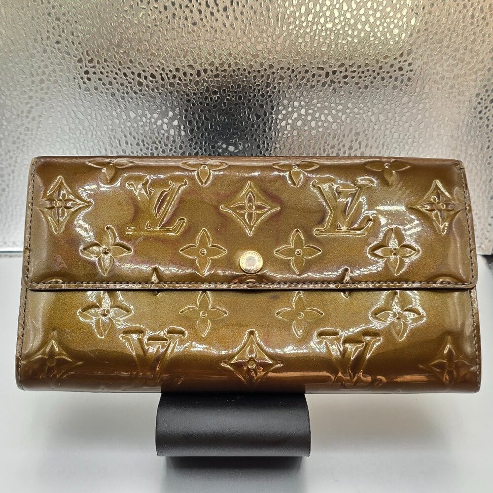 Louis Vuitton Monogram Vernis Porto Tresor international Long Wallet Bronze